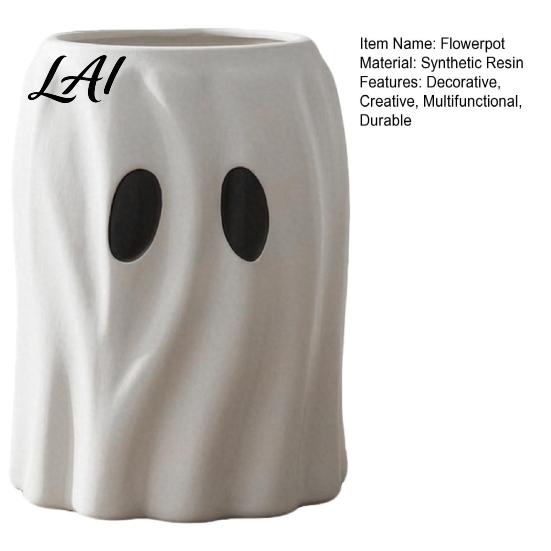 Minimalist Ghost Ornament Cute Flowerpot Resin Halloween Planter for Indoor Home Flower