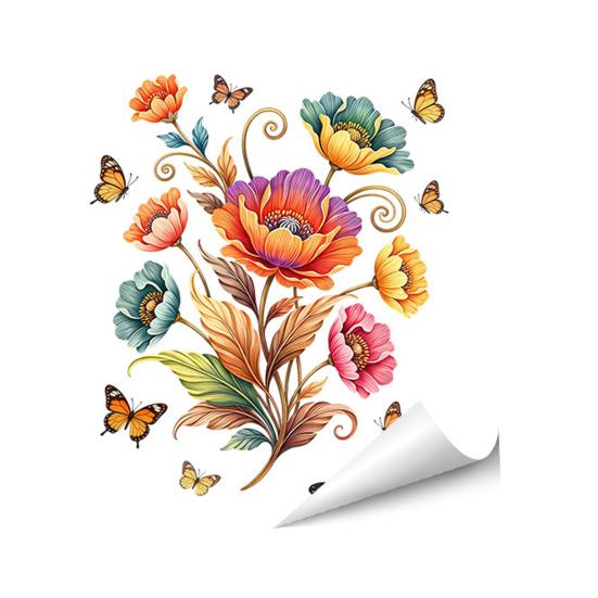 Flower Wall Stickers Peel And Stick Self-Adhesive Floral Decal for Walls Cabinets Refrigerators Bedroom Bathroom Kitchen Decor