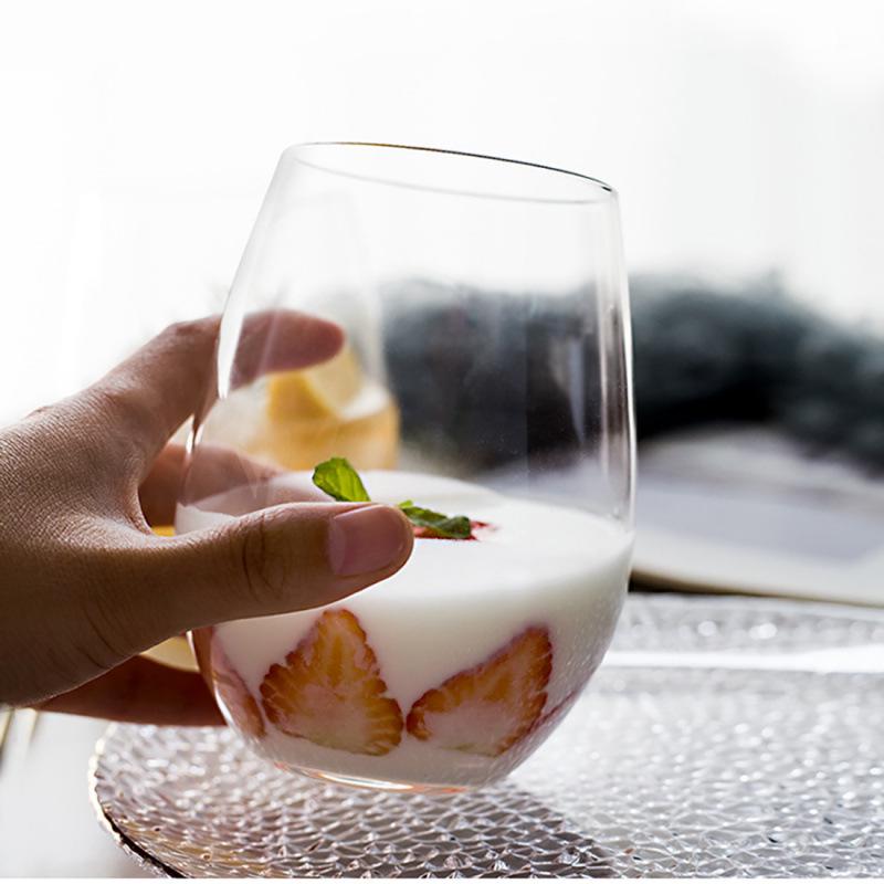 Gold-Plated Iridescent Egg-Shaped Glass Cup for Water or Juice
