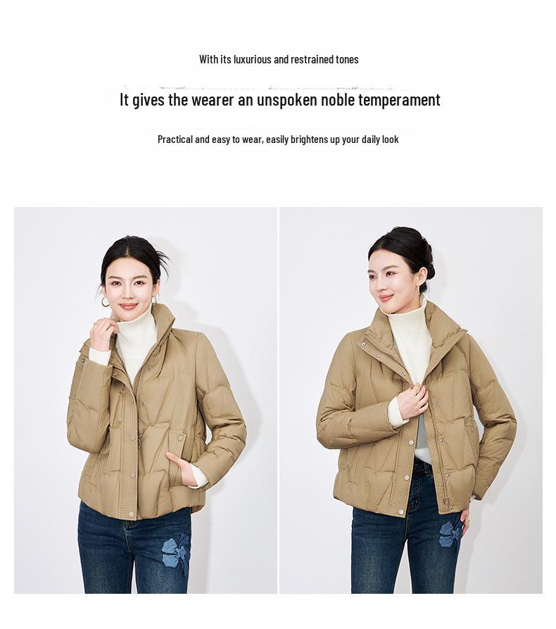 Popular Stand-up Collar 90% White Duck Down Fashion Temperament High-neck Short Down Jacket Women's Winter Jacket