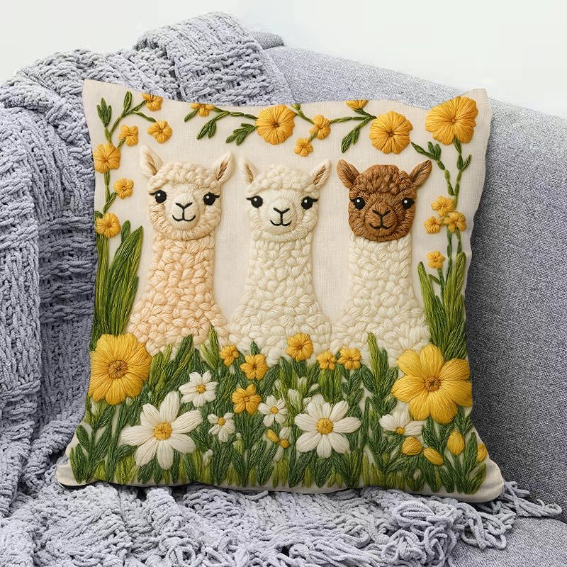Adorable Alpaca Printed Pillow Soft Waist Cushion Living Room Sofa Decor Carriage Pillowcase Home Decorative Long Rectangle P...