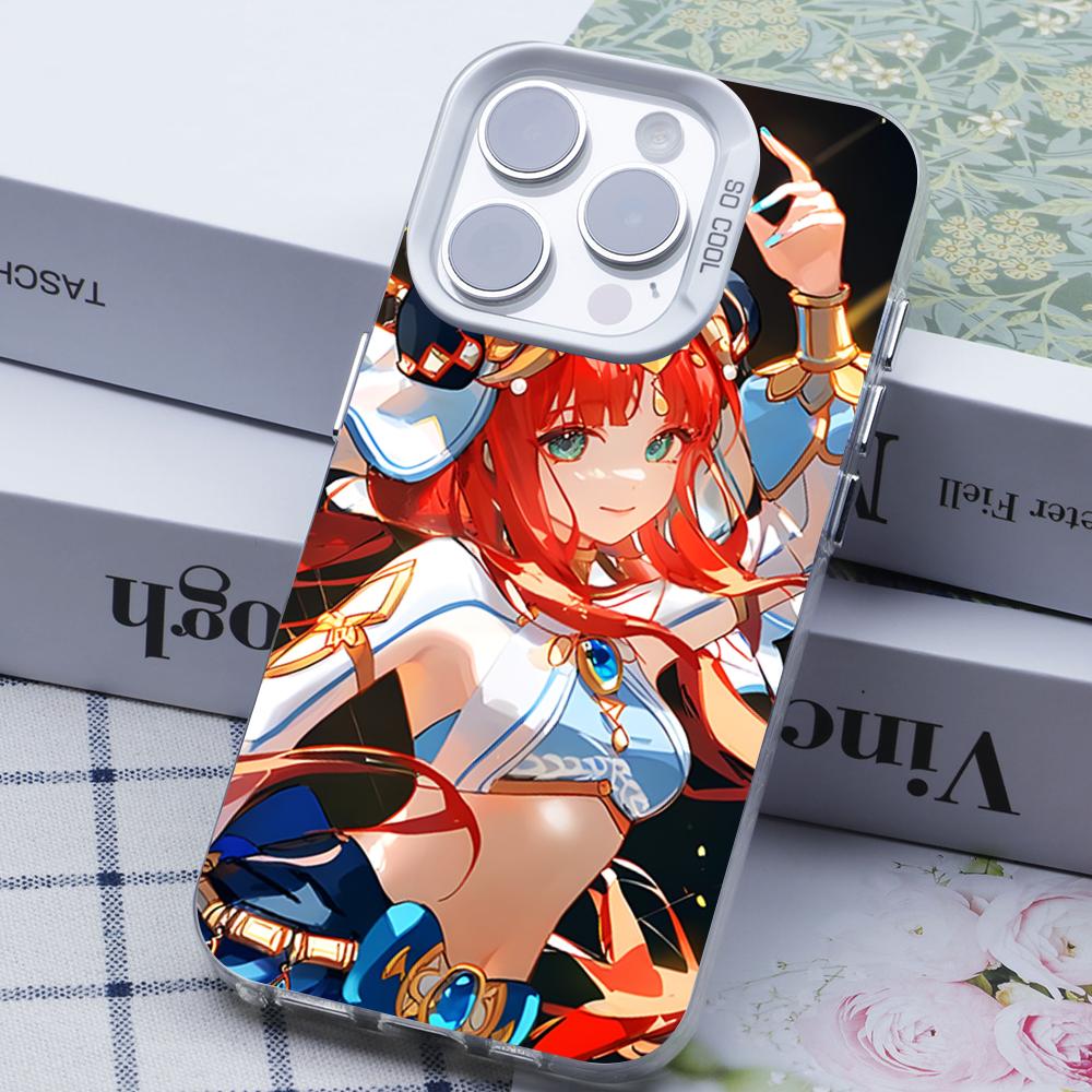 Game GI Nilou White Translucent Mobile Phone Case for iPhone 17 16 15 14 13 12 11 X XR XS 8 7 Air Pro Max Plus Colorful Cover