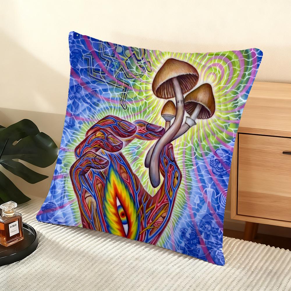 A-Alex G-Grey Trippy Cushion Cover Soft Short Plush Pillow Cover Smooth Cozy Texture Aesthetic Cushion Case Home Decor