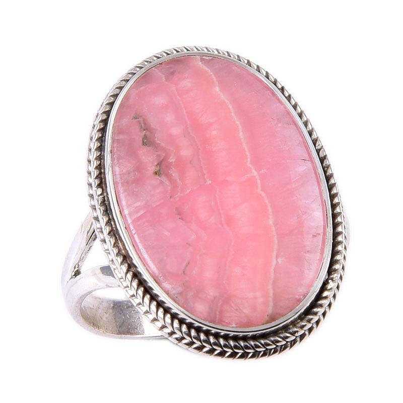 Piatră prețioasă Rodocrozit Natural 925 Argint Sterling Masiv Bijuterii Inel S.9 C2D14