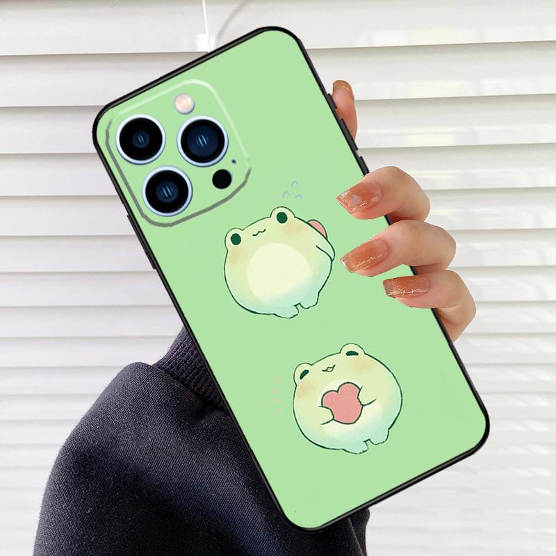 Mint Green The Frog Mushroom Phone Case For iPhone 16 15 14 13 11 12 17 Pro Max Mini 15 16 Plus 16e 17 Air Cover Fundas