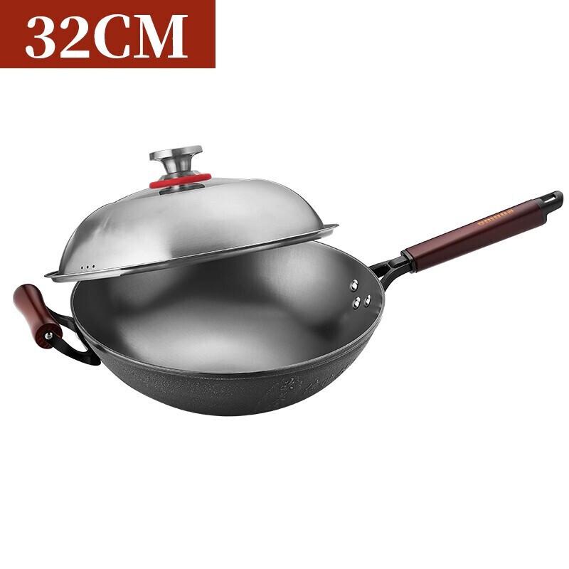 Oumeida National Craftsman 32cm Edelstahl-Wok mit Deckel