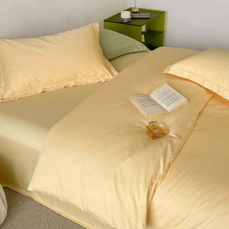 Solid Simple 100% Long-staple Cotton Bedding Set New Soft Skin-friendly Queen Duvet Cover Set with Sheet Quilt Cover Pillowcases