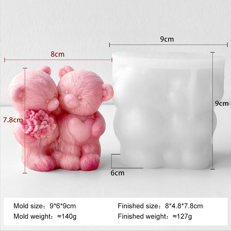 

Handmade Valentine s Day Gifts Aroma Candle Plaster Silicone Mold DIY Couple Bears Home Decoration Crafts Making Mould