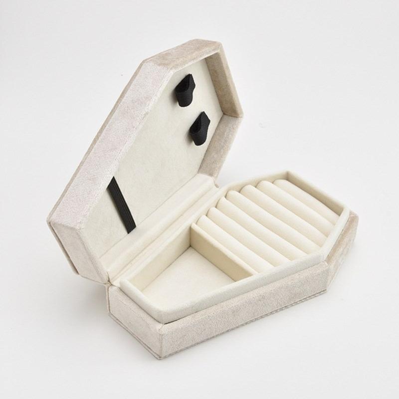 Coffin Shape Jewelry Display Box Portable Jewelry Organizer Box Necklace Earring Display Case Rings Holder Trinket Box