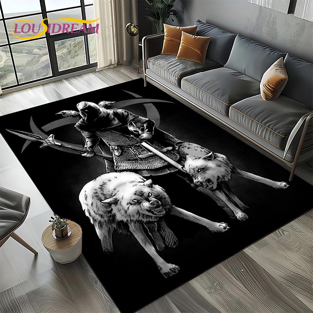 Odin Viking Symbol Valknut Nordic Valhalla Carpet Rug for Living Room Bedroom Home Sofa Decoration,Area Rug Non-slip Floor Mat