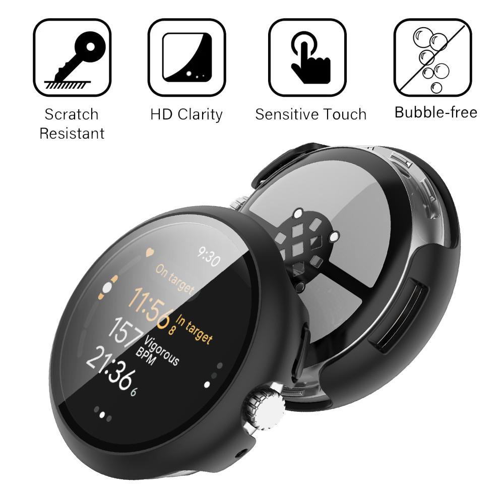 Case for Google Pixel Watch 3 45mm 41mm PC All-around Bumper Protective Cover + Screen Protector for Pixel Watch 3 Accessories