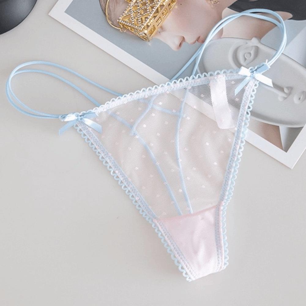 Thin Belt Underwear for Women Low Waist Mesh Seamless Panties Sweet Transparent Thong Girl
