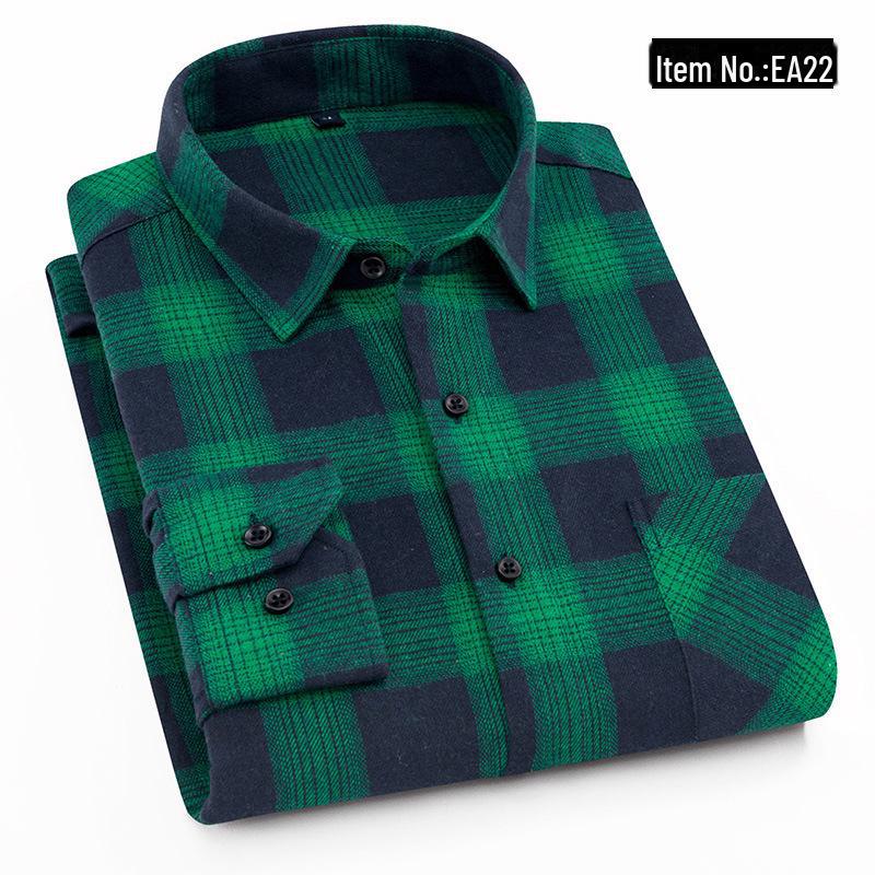 Men's Vintage Plaid Lapel Shirt Jacket - Long-Sleeve Casual Wear for Spring and Autumn
