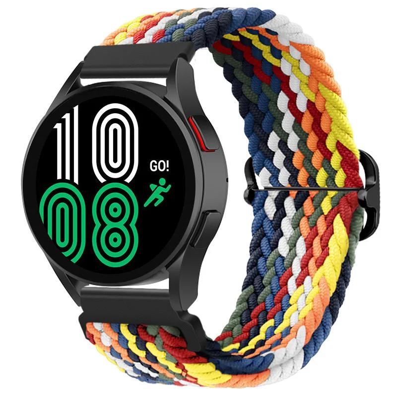 20mm Braided Solo Loop Strap for Samsung Galaxy Watch 6/5/4 44mm 40mm/Classic 47mm 43mm 46mm42mm Nylon Bracelet Watch 5 Pro 45mm