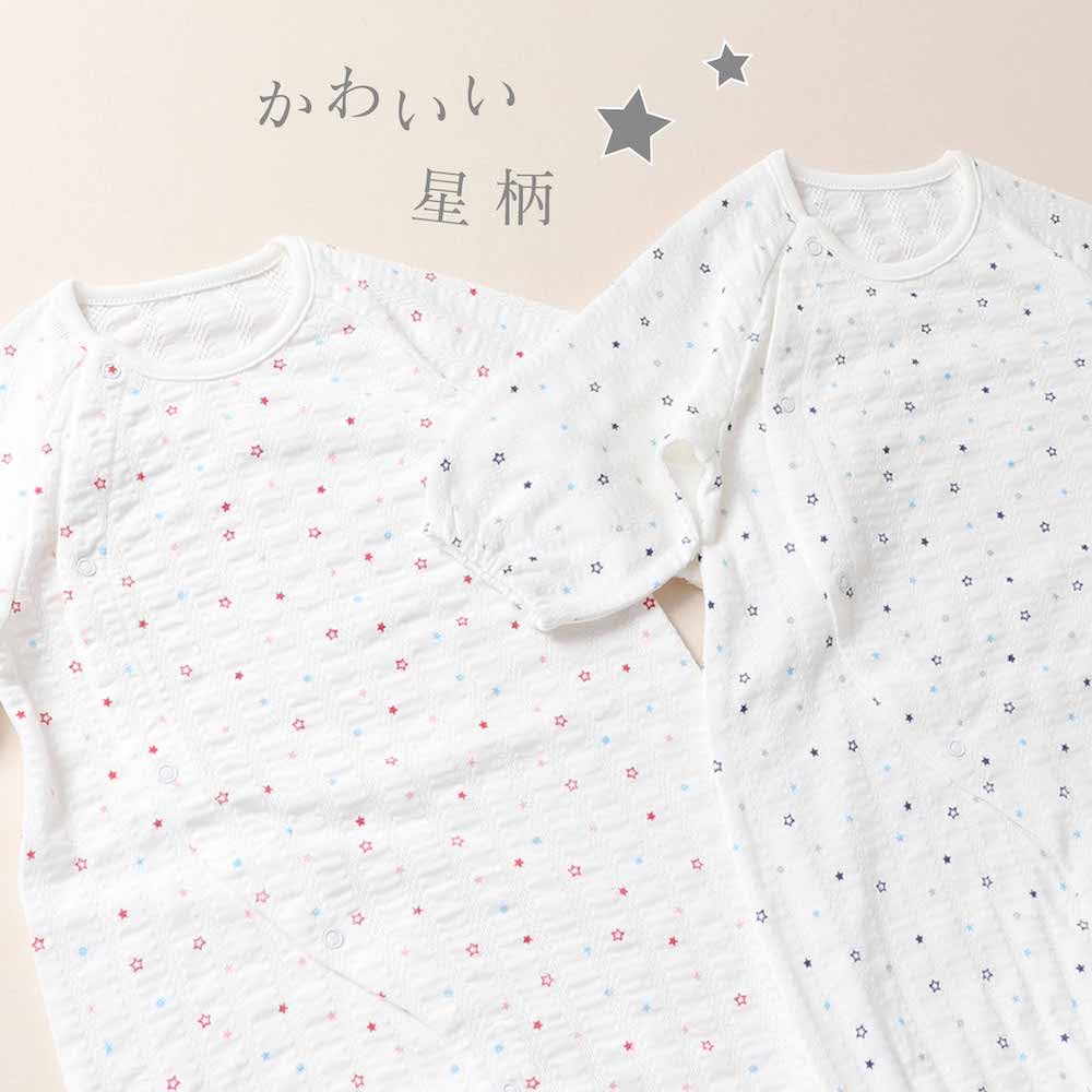 de Made in Japan Star Pattern All Star Dress All Jersey Striped Jacquard Snap Baby Clothes [Cream Coco] Two-Way Spring/Summer [Crotch