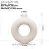 White Ceramic Donut Vase Set (6 & 8 Inches, Pack of 2) – Round Shaped Flower Vase for Pampas Grass, Home Decor Centrepiece