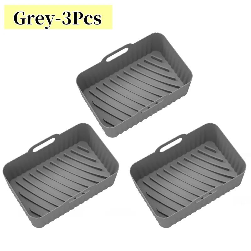 Black Silicone Air Fryers Oven Baking Tray Rectangular Replacement Kitchen Grill Pan Airfryer Kitchen Fried Chicken Basket Mat