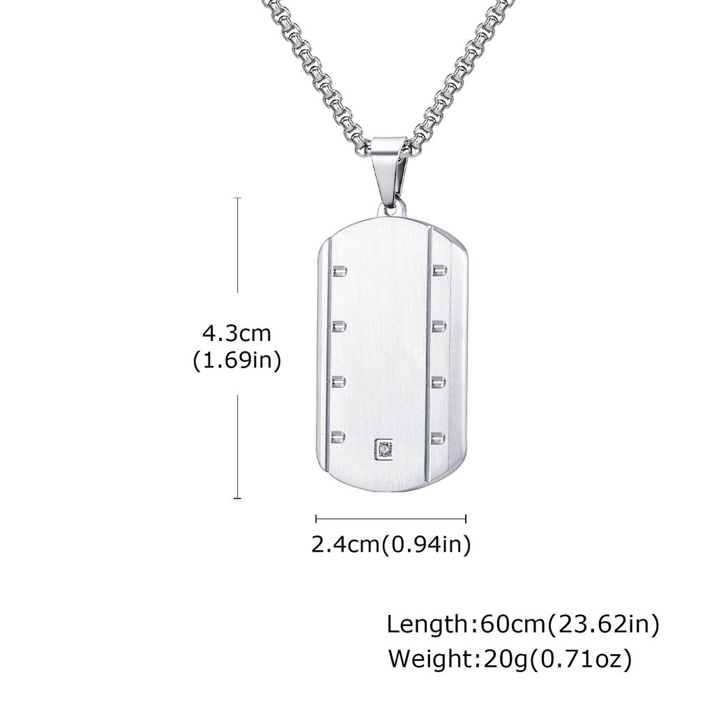 Trendy Dull Polish Dog Tag Necklace for Men,Waterproof Stainless Steel Square Pendant Necklace,Male Military Jewelry Gift