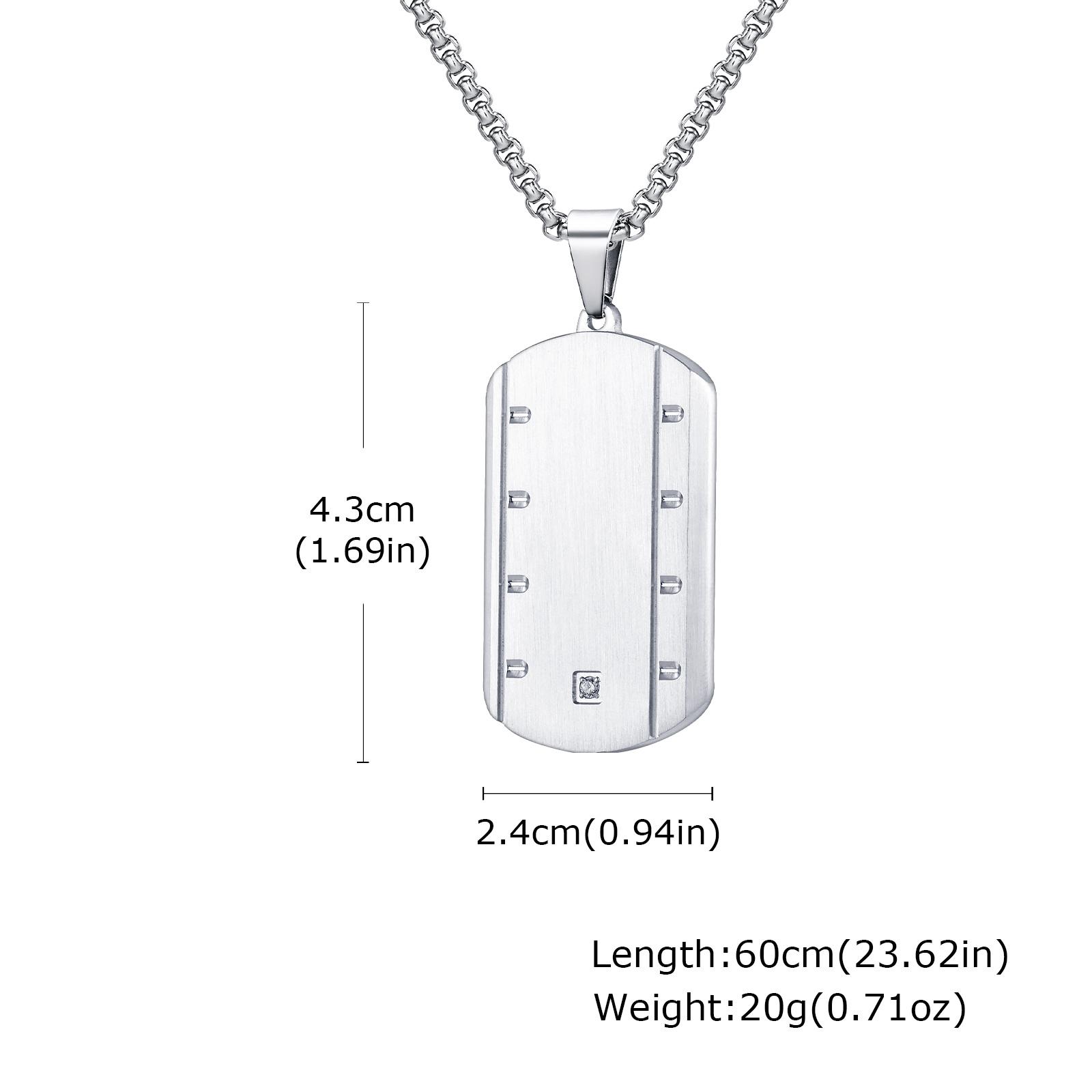 

Vnox Stylish Grooved Dogtag Necklaces for Men, Stainless Steel Dog Tags Square Pendant with Single Zircon, Trendy Jewelry Gifts 45cm