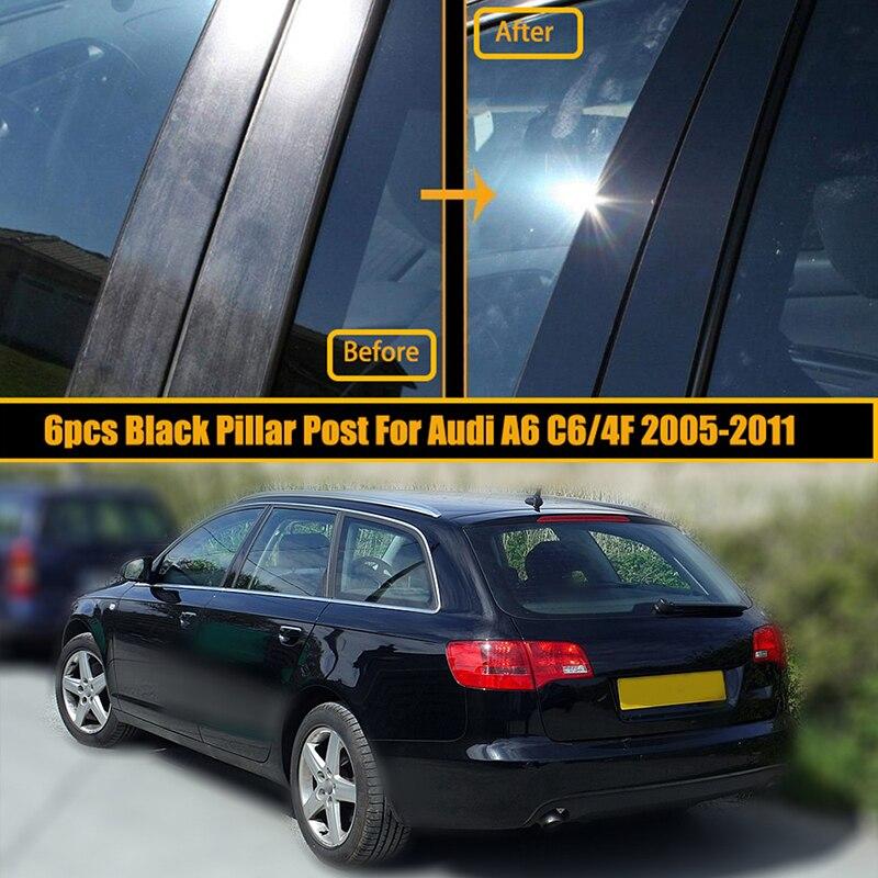 6Pcs Car Window Frame Pillar Post Trim Stickers for A6 C5/4B 1997-2004 Fit C6/4F 2005-2011 B C Column Cover Auto Styling