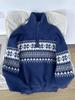 Men's Retro High Neck Knit Sweater - Warm, Loose, Half-Zip for Autumn & Winter