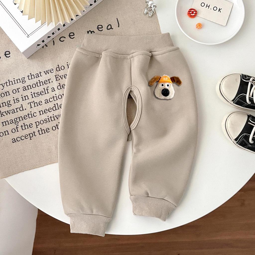 Infant & Toddler Velvet Thermal Open-Crotch Pants for Autumn/Winter
