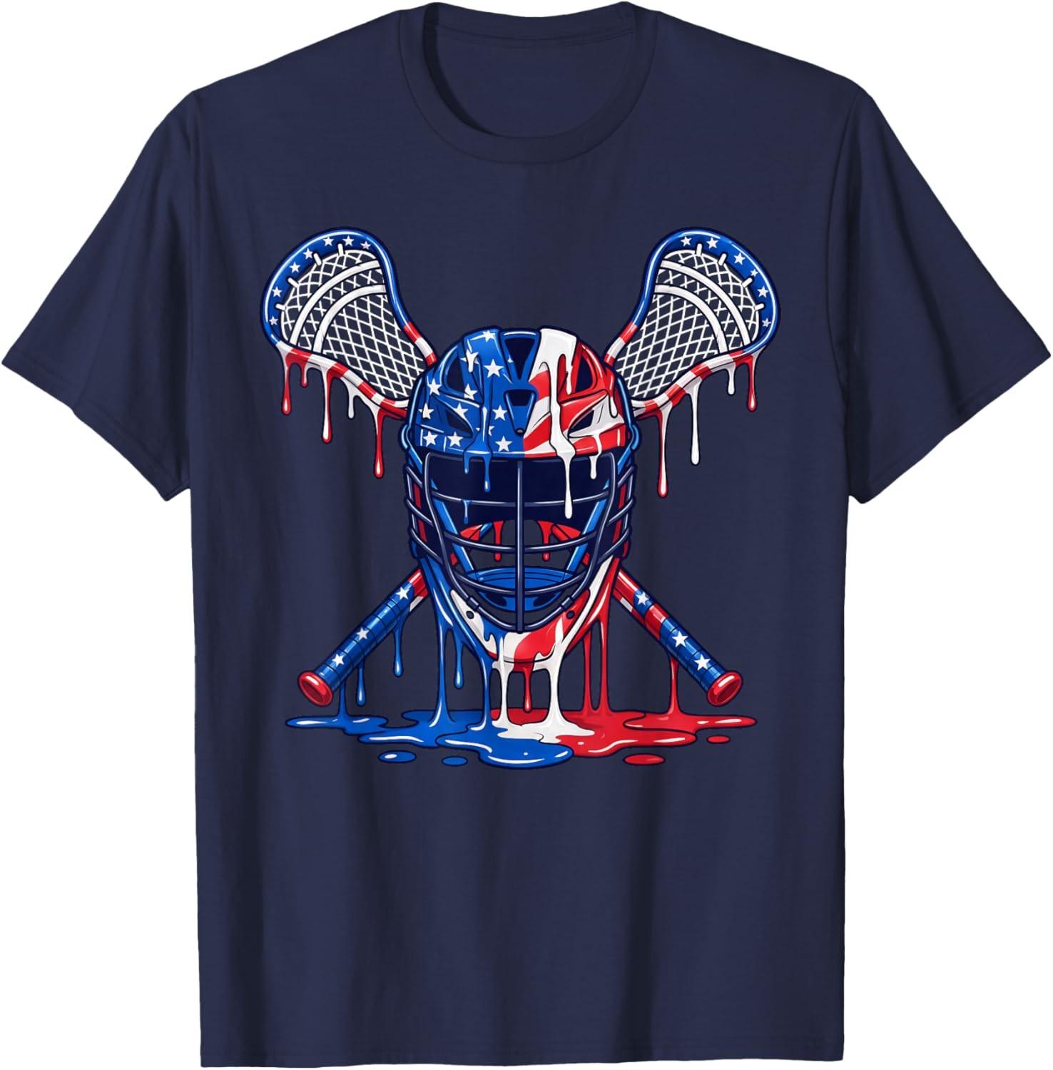 Lacrosse Drip Ice Cream American Flag 4th of July Boys Kids Unisex T-Shirt S разноцветный