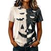 Womens Raglan Sleeve Casual T Shirt Halloween Print Short Sleeve Top Crew Neck Comfortable Fit Lightweight Fabric