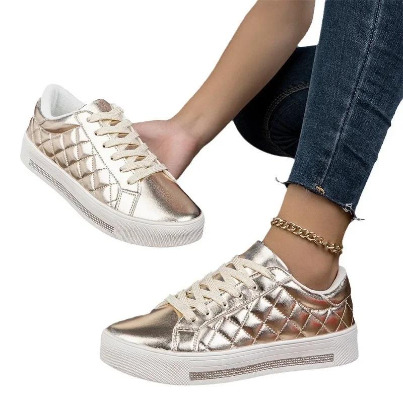 Móda Dámské Tenisky Boty se silnou podrážkou Novinka Podzim Jednobarevné Šněrovací Sportovní boty Outdoor Ležérní Dámské Tenisky Zapatos De Mujer