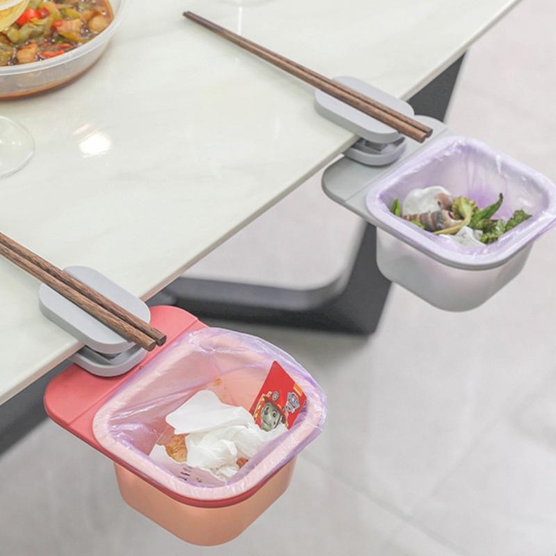 Black Rotating Desktop Waste Bin Feature Simple Open Close Mechanism Desk Waste Bin For Kitchen And Desk Organization