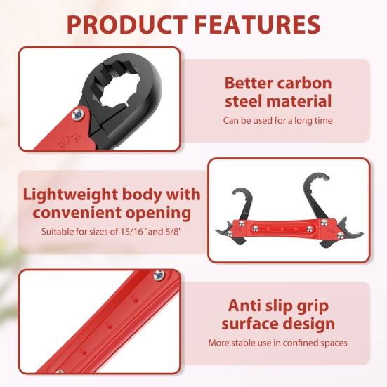 Angle Block Removal Wrench Tool Double-Ended Ratcheting Plumber Wrench Non-Slip Grip Pipe Angle Stop Wrench Kit