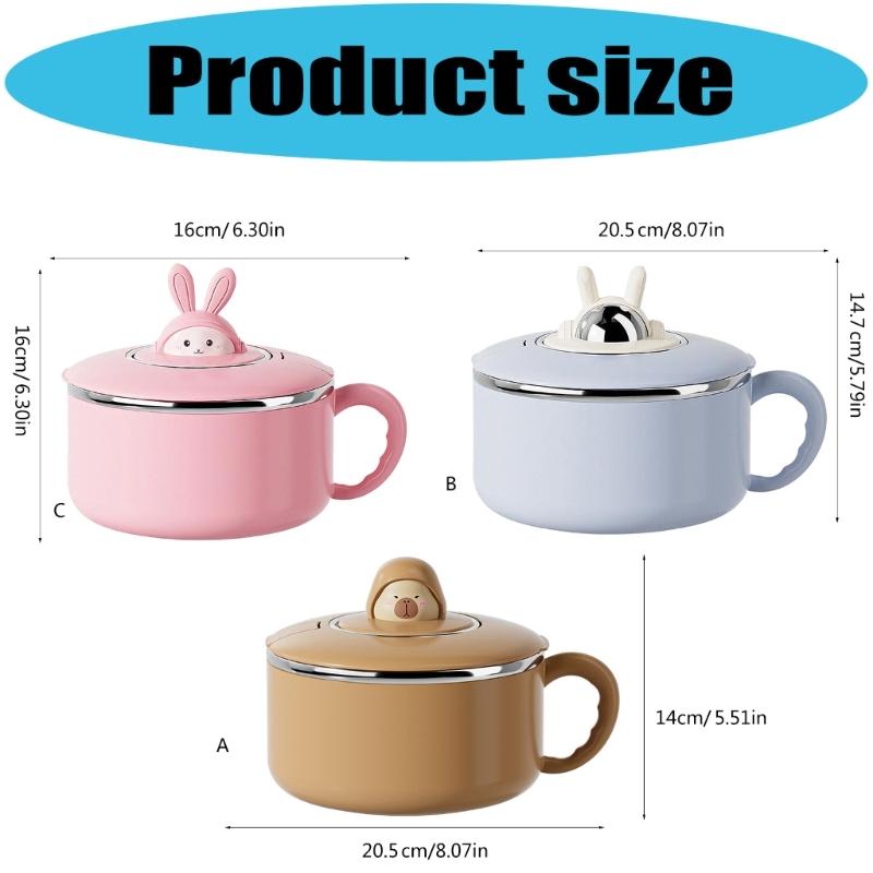 Sealed Soup Container 304 Food Grade Stainless Steels Noodles Bowl with Lid Tableware with Phone Stand for Office Use