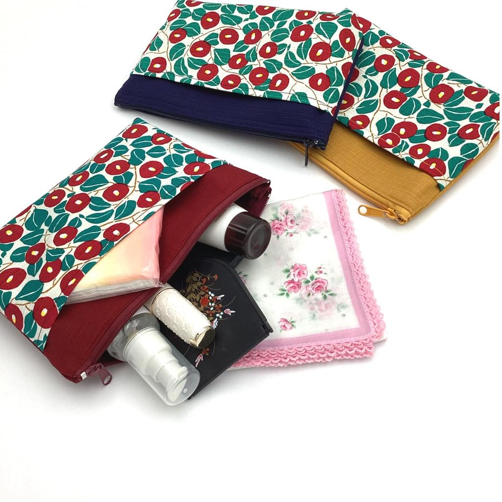 Made In Pocket Pouch for Makeup and Small X Japanese Yumeji Navy Blue Kyosuke, Japan, 100% Cotton, Items, Approx. 13.5 18cm, Women's, Travel,