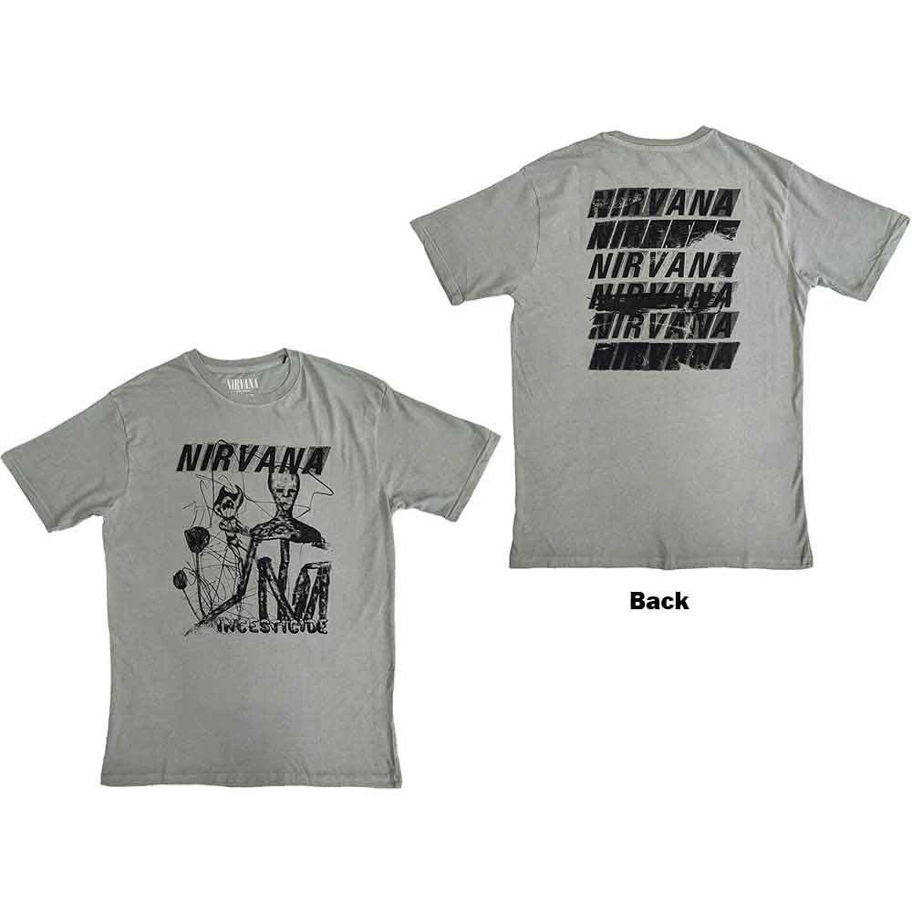 Nirvana Unisex T-Shirt: Incesticide Stacked Logo (Back Print) (XX-Large) 3XL