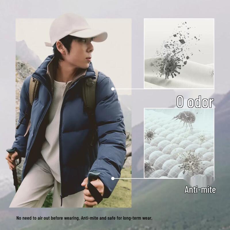 Beneunder Men's White Down Stand-Collar Puffer Jacket
