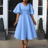Neues Damenmode Elegantes Kleid mit Glockenärmeln und V-Ausschnitt