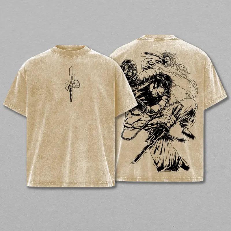 Fushiguro Toji Jujutsu Kaisen Clothing Men Oversized Manga T-shirts Retro Washed T Shirt Casual Cotton Tee Harajuku Male Tshirt