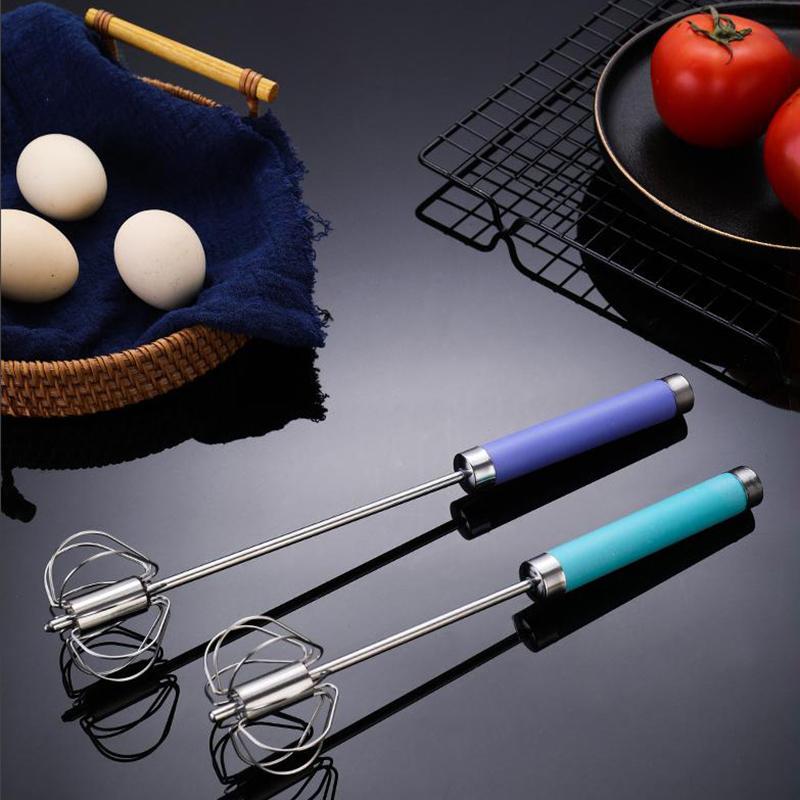 Stainless Steel Household Semi-Automatic Rotating Egg Beater Push-Type Egg Cream Baking Stirring Stick Manual Egg Beater