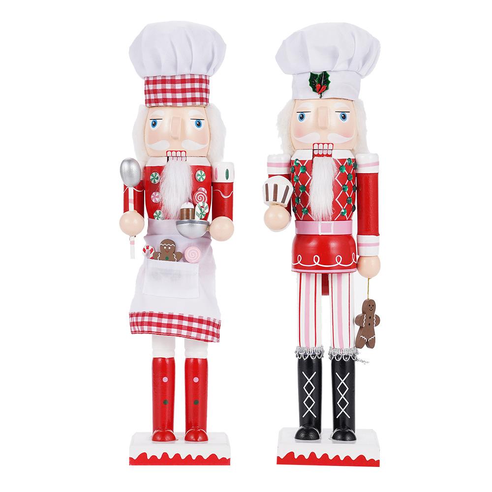 38CM Christmas Nutcracker Chef Pastry Chef Puppet Handcrafted Decoration Christmas New Year Holiday Party Decoration Gift