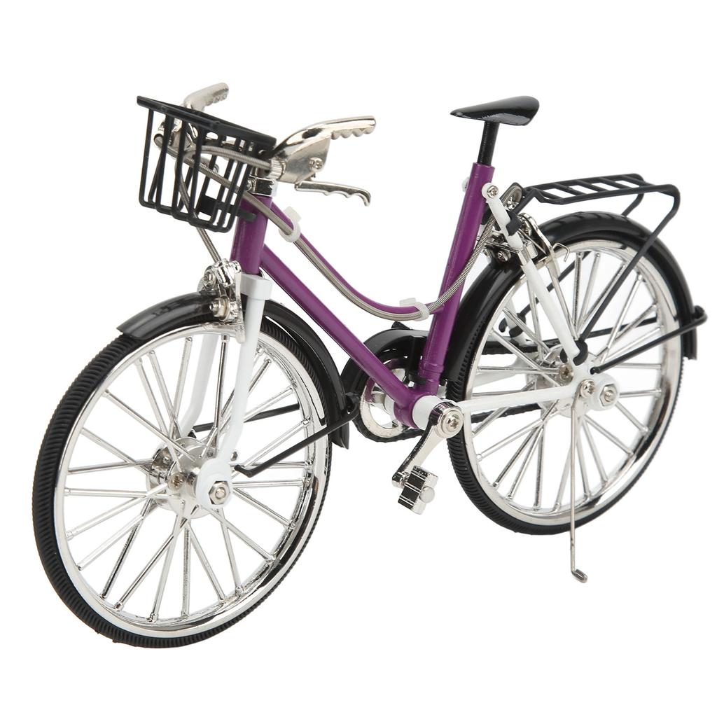 Ornamente Mini Bicicletă Mov Material Aliaj Stil Antich Model Bicicletă Jucărie Pentru Colecție Acasă Birou