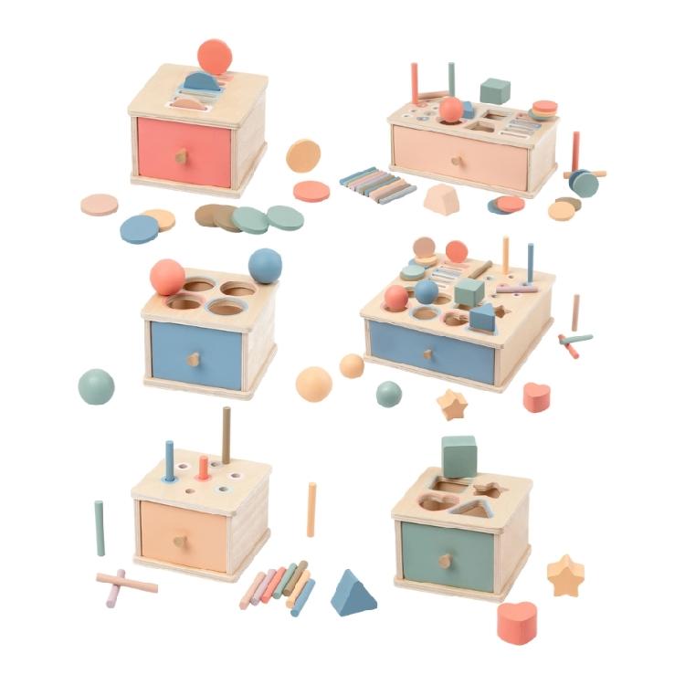 Safe Wooden Shape Color Sorting Box Geometric Educational Toy for Toddlers Learning Activity