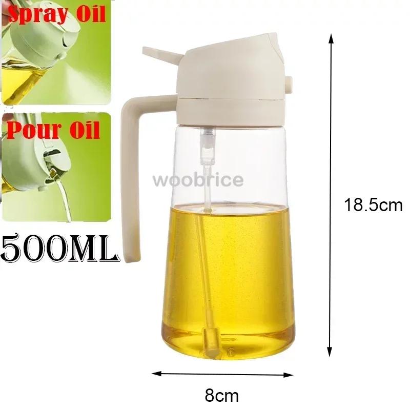 500ml 2 in 1 Spray Oil Dispenser Olive Oil Spray Barbecue Cooking Olive Oil Jar Baking Vinegar Soy Sauce Spray Container