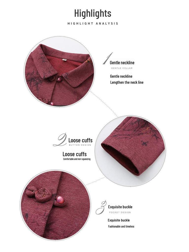 Omas Langarm-Modeoberteil: Frühling & Herbst Umlegekragen für Frauen mittleren Alters & ältere Frauen