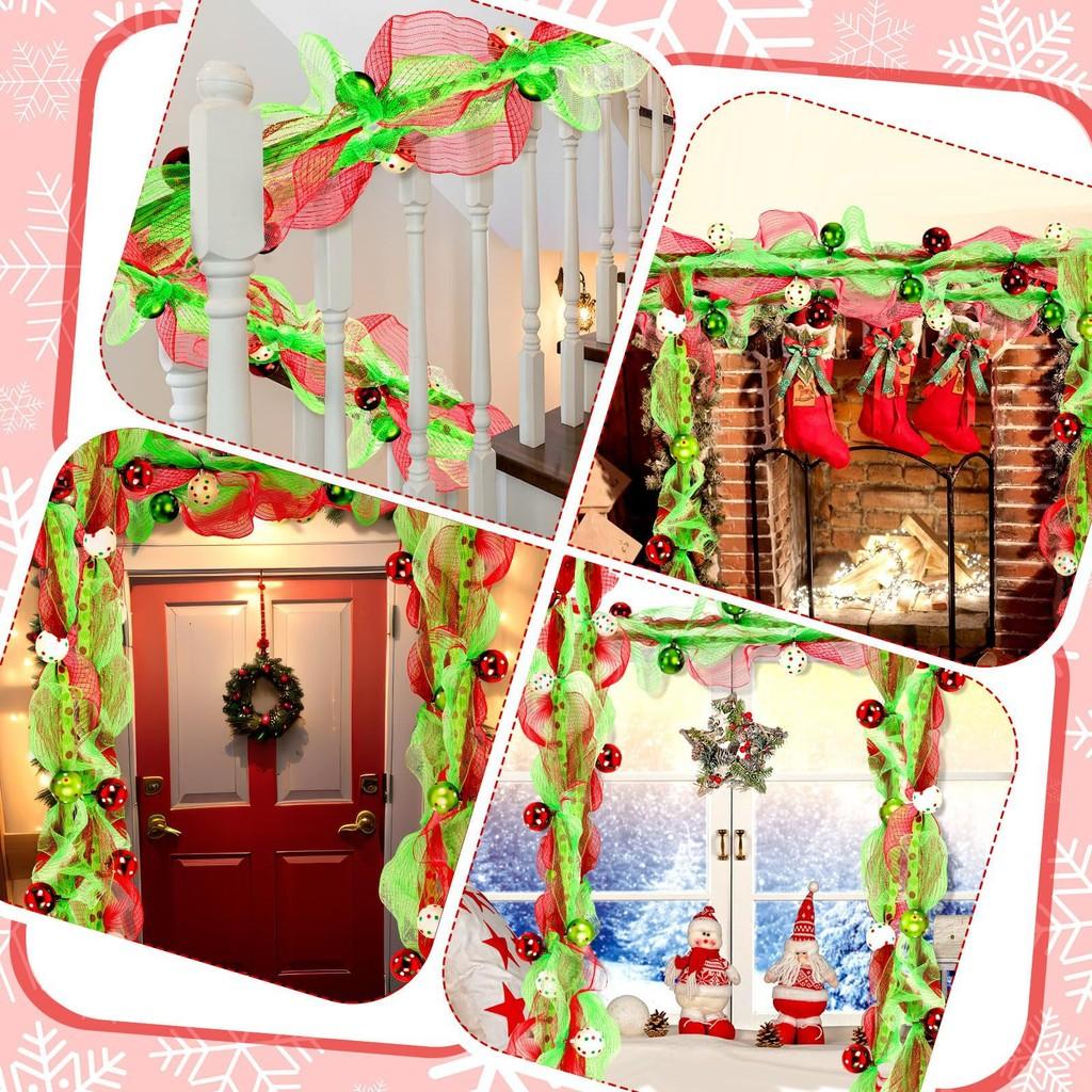 Holiday Wreath Accessory With Polyester Garland And Ribbon Beads For Christmas