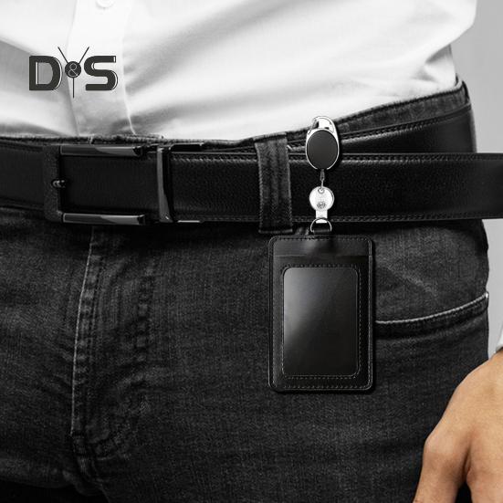 2 stk kortholder Klar uttrekkbar ID-kortholder med klipsemerke Spole ID-kortholder med karabinnøkkel