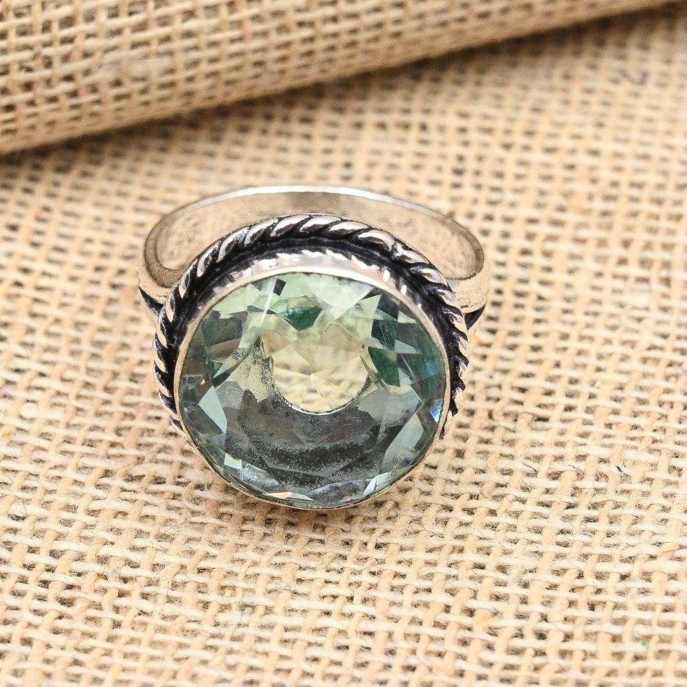 Nádherné ručně vyráběné šperky Aqua Apatite Gemstone 925 Pevný stříbrný prsten na Díkůvzdání