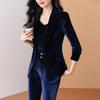 Formal Business Suits for Women Autumn Winter High Quality Fabric Velvet Work Wear Suits Pantsuits OL Professional Trousers Set