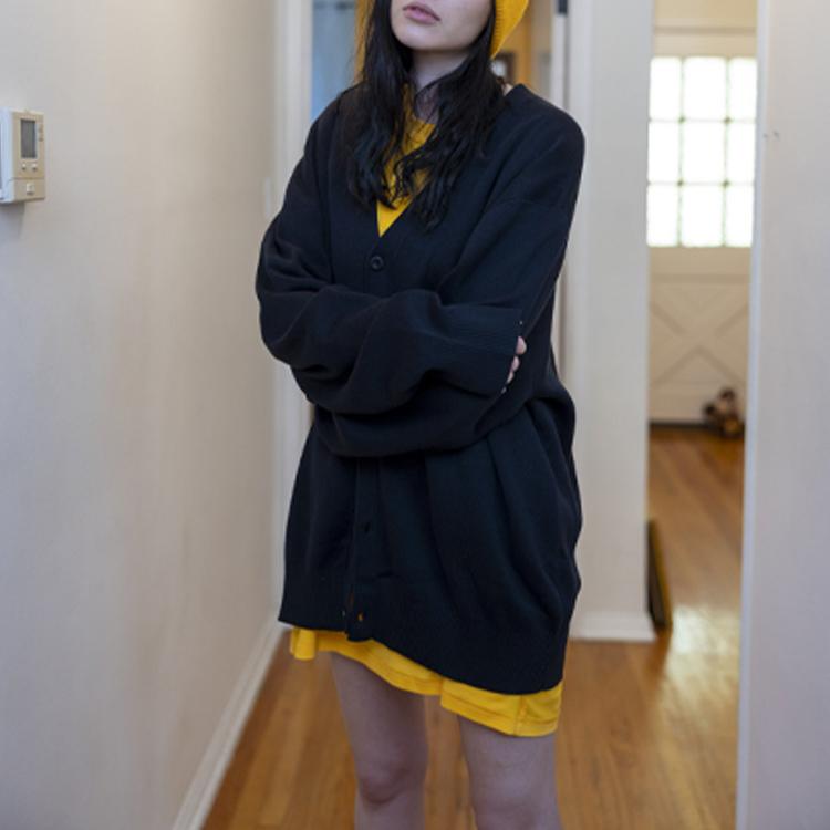 Drew House Letter Logo Series V-Neck Single-Breasted Loose Knit Sweater Unisex Sweater Black DR-FW21-088