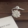 925 Sterling Silber Ringe für Damen Paar Minimalistisch Handgemacht Einfach Großer Blumenring Feiner Schmuck Geschenk Allergievorbeugend