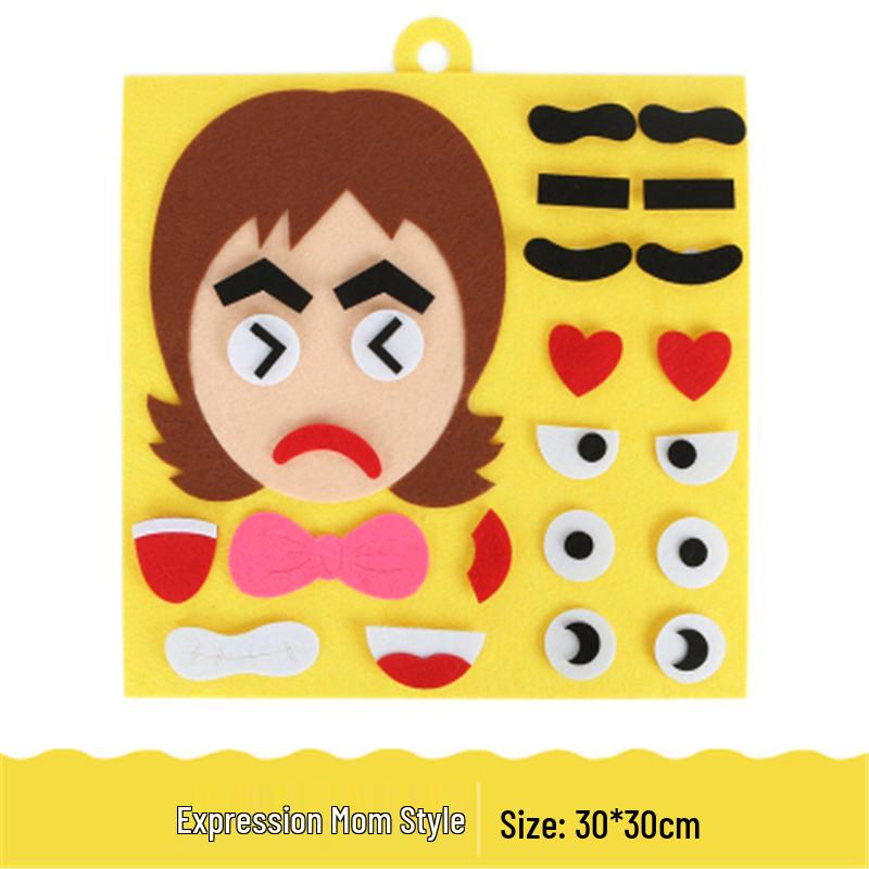 Felt Facial Expression Stickers for Kids - Non-woven Fabric Teaching Aids for Kindergarten